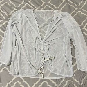 Shein white swimsuit mesh cover size small
